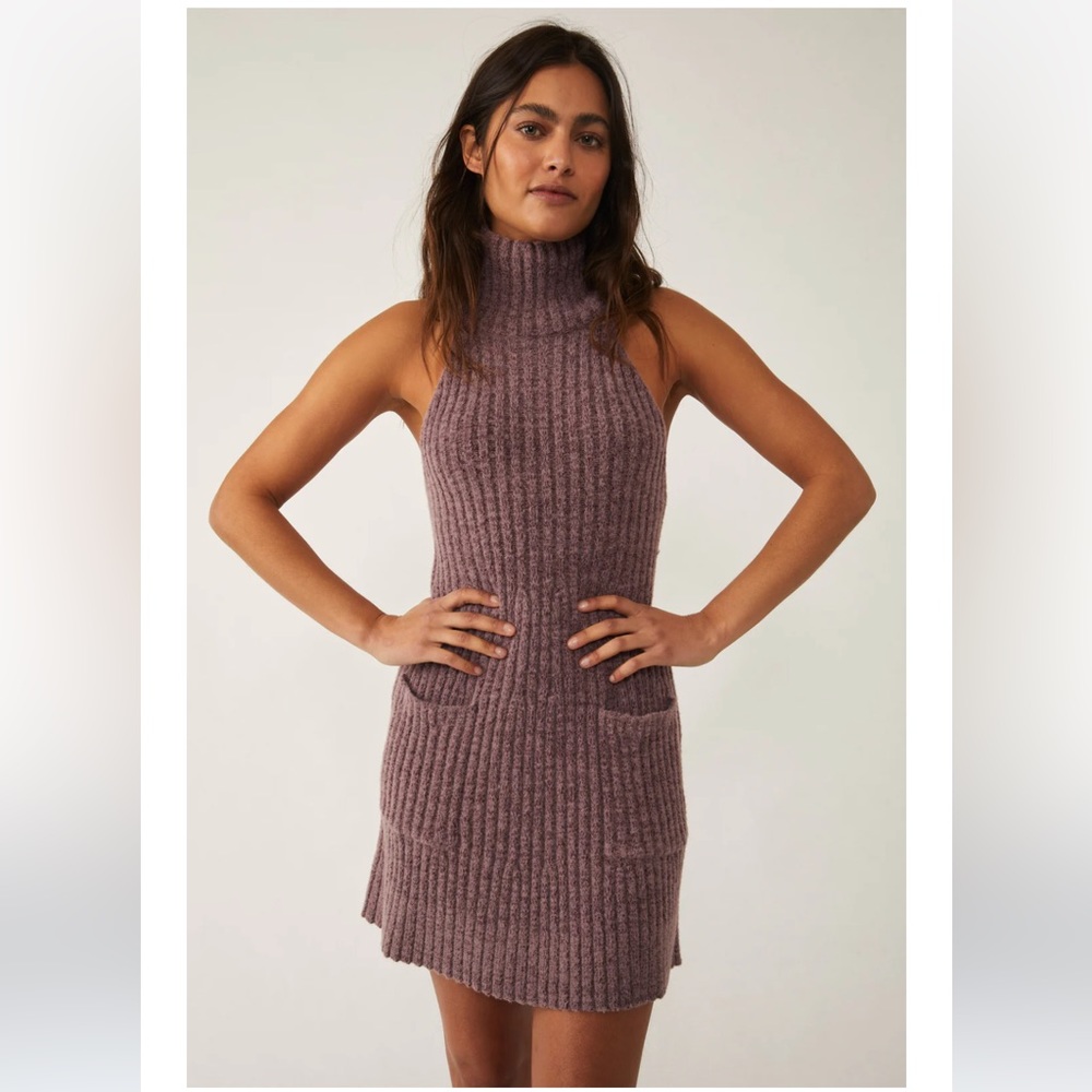 Free People Brandy Wine Claude Mini Sweater Dress